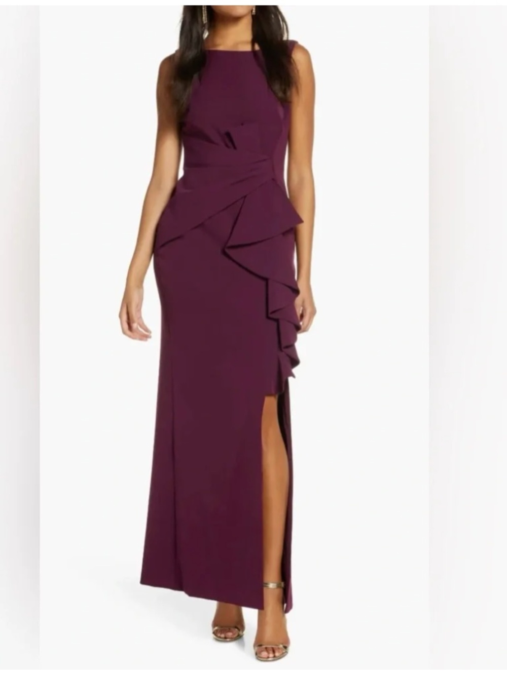 Eliza J Sleeveless Cascading Ruffle Gown - 6 🌟